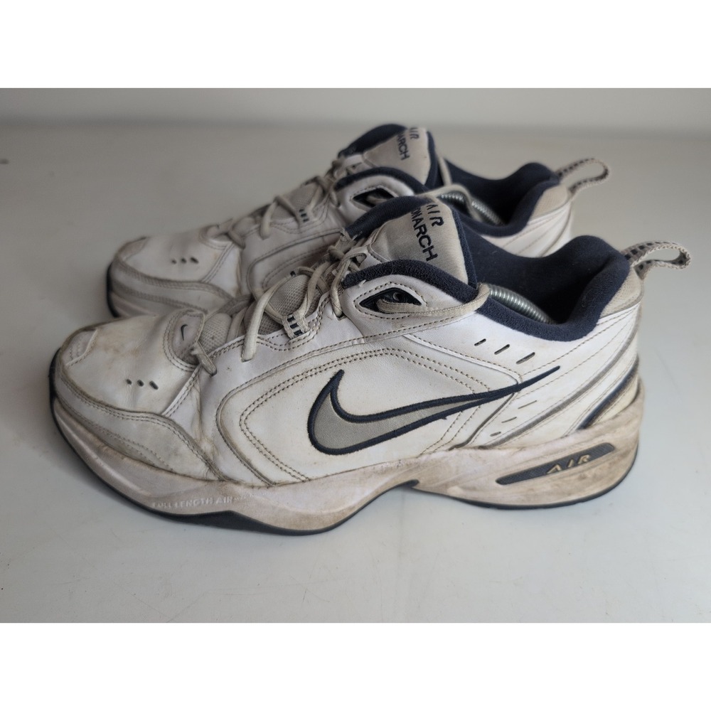 Nike Air Monarch IV Mens 13 Low Top Lace-Up Sneakers White/Blue/Black 415445-102
